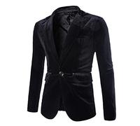 Shiny Purple One Button Velvet Blazers Jacket Men Spring Slim Fit Club Party Wedding Dress Blazerss Male Blazers black M
