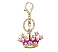Shiny Queen Crown Keychain Crystal Blingbling Keyring Rhinestones Purse Pendant Handbag Charm (Purple)