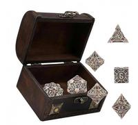 Shiny Red Metal Dice Set of 7, Mirror-Polished Polyhedral RPG Dice for D&D, Pathfinder, Board & Card Games