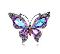 Shiny Rhinestone Butterfly Lapel Brooch Pin Colorful Crystal Pins Clip Sweater Scarves Suit Jackets Dress Corsage Bouquet Brooches Pins for Women Girls Bride Dainty Jewelry Gifts Wedding