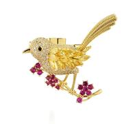 Shiny Rhinestone Cute Bird Corsage Brooch Clothing Lapel Pin For Women Men Auspicious P Animal Blossom Plum Good G2W7 Luck Shiny