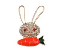 Shiny Rhinestone Cute Rabbit Brooch Enamel Animal Bunny Carrot Brooch Pin Fashion Shiny Crystal Animal Cartoon Badge Bag Clothes Button Lapel Pin Brooch Gift