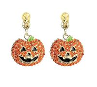 Shiny Rhinestone Ghost Pumpkin Drop Dangle Earrings Crystal All Saints' Day Spooky Earrings Halloween Party Jewelry Gifts for Women, Zinc, No Gemstone