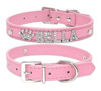 Shiny Rhinestone Personalized Adjustable Cat Collar With Name Charm For Shiba Inu Chihuahua Yorkshire Terrier Pug Poodle,A,XS