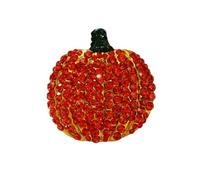 Shiny Rhinestone Pumpkin Brooch Pin for Women Girls Gold Plated Fashion Green Orange Crystal Autumn Fruit Brooches Lapel Pins Dainty Halloween Thanksgiving Fall Party Dress Accessories Jewelry Gift