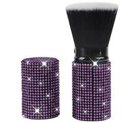 Shiny Rhinestone Retractable Blush Brush, Bling Diamond Makeup Brushes, Retractable Foundation Blusher Face Powder Cosmetic Tool, with Cover - Adjustable (Purple)