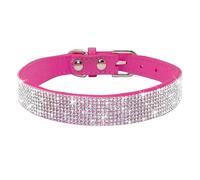 Shiny Rhinestone Soft Suede Adjustable Cat And Dog Collar For Small And Medium Dogs Cats Poodle Pug Chihuahua,Rose,S