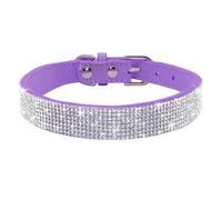 Shiny Rhinestone Soft Suede Adjustable Cat And Dog Collar For Small And Medium Dogs Cats Poodle Pug Chihuahua,PURPLE,S