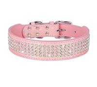Shiny Rhinestone Wide Leather Dog Collar 4 Rows Full Diamond Adjustable Pitbull Poodle Shiba Inu Bulldog Shepherd Dog Collar,B,XL