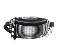 Shiny Rhinestones Crystal Waist Bag Fanny Pack for Women Girls Small Belt Bum Bag Crossbody Cell Phone Pouch for Party Beach Travel, Sil-ver, One Size
