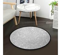 Shiny Round Area Rugs 3ft Washable Soft Kitchen Floor Mat Living Room Bedroom Study Laundry Decor Carpet Christmas Silver Glittering