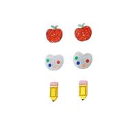 Shiny School-themed Teacher Earrings Glittering ABC Pencil Paint Palette Crayon Stud Earrings Set Graduation Back to School Gifts Teachers' Day Appreciation Jewelry, M, Zinc, No Gemstone
