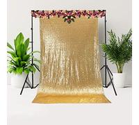 Shiny Sequin Backdrop - 4FT x 7FT Sparkling Photo Booth Background for Wedding, Party & Event Décor - Glitter Fabric Curtain for Photography, Birthday & Holiday Celebrations - Gold