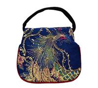 Shiny Sequins Peacock Embroidered Women Canvas Handbag Elegant Ladies Small Evening Bag Retro Embroidery Hand Bags, Blue, Elegant,traditional