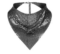 Shiny Sequins Scarf Women's Sparkle Metal Punk Scarf Adjustable Personality Street Hipster Triangle Neckerchief for Fashion Show Disco Party Mardi Gras Bling Nightclub Accessories