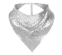 Shiny Sequins Scarf Women's Sparkle Metal Punk Scarf Adjustable Personality Street Hipster Triangle Neckerchief for Fashion Show Disco Party Mardi Gras Bling Nightclub Accessories