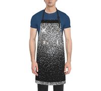 Shiny Silver Glitter Print Kitchen Apron With Pockets Versatile Adjustable Chef Bbq Grilling Smock For Adults