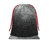 Shiny Silver Glitter Printing Drawstring Gift Bag With Red Ribbon Soft Stylish For Christmas Halloween Fits Card Candies