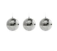 Shiny Silver Mirror Disco Balls Beautifully Reflective Hanging Ornaments for Christmas Tree and Event Decoration (8CM)