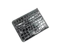 Shiny Slim Credit Card Holder for Women Mini Pocket Wallet in Mirror Metallic Faux Crocodile Pattern One-Piece Card Pack (Silver Black,L10.5 x W0.4 x H8 cmL4.13 x W0.16 x H3.14 in)