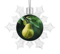 Shiny Snowflake Christmas Ornaments 4.1" X 3.5", Pears on The Tree Xmas Ornaments Keepsake Reusable Christmas Tree Decorations for Holiday & Winter Party Decor