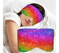 Shiny Sparkles Rainbow Colors Glitter, Sleep Mask for Home Travel, Full Eye Covers Light Blocking Eye Mask Sleep Eye and Ear Muffs