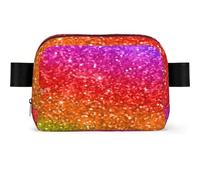 Shiny Sparkles Rainbow Colors Glitter, Square Waist Bag Travel Bum Bag Casual Chest Bag Fanny Pack for Men Women