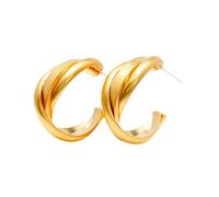 Shiny Spiral Stud Earrings in Silver - Modern Earrings with White Gold-Plated Finish and 925 Silver Pin Inspired by the Möbius Band - Stylish Women's Jewellery for Everyday & Occasion, one size