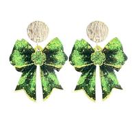 Shiny St. Patrick's Day Green Lucky Clover Irish Shamrock Dangle Earrings Handmade Acrylic Glitter Gnome Bow Boots Statement Earrings for Women Irish Festive Holiday Good Luck Jewelry Gifts, Acrylic