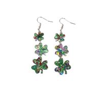 Shiny St. Patrick's Day Shamrock Cat Earring Glitter Acrylic Goblin Checkerboard Grid Earring for Irish Festival Party Jewelry, Zinc, No Gemstone