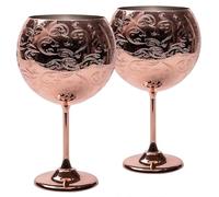 SHINY STAR IN THE DARK SKY Etched Balloon Wine Glasses Set Of 2,24oz(680 ml) Wine Goblets Set, Gin and Tonic Glasses Set (copper plated)