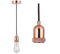 SHINY STAR Pendant Fitting Rose Copper Ceiling Light Fitting, Vintage Metal Ceiling Rose with Braided Flex Cable and Metal E27 Lamp Holder KIT Accessary HT201RG