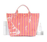 Shiny Stripe Tote - Oversized, Shiny and Waterproof Tote | Tote for Women | Perfect for Women, Summer, Travel, Work, Gym, Pool, School & University & Office, Pink,Orange, Consulte la descripción