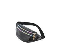 Shiny Waist Bag Holographic Fanny Pack for Women Men Kids Metallic Color Sport Waist Bag Belt Hologram Waist Pack for Traveling Running Partying for Sports(Black)