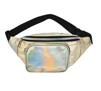 Shiny Waist Bag Holographic Fanny Pack for Women Shiny Waist Bag Men Hologram Hip Bum Bag Chest Pocket with Adjustable Strap for Party for Sports(Gold)