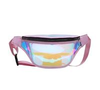 Shiny Waist Bags Fashion Belt Bum Bag Waterproof Transparent Clear Holographic Fanny Pack Waist Pack for Women(Pink)