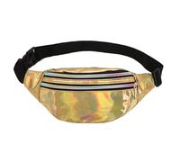 Shiny Waist Bags Holographic Fanny Pack for Women Men Kids Metallic Color Sport Waist Bag Belt Hologram Waist Pack for Traveling Running Partying(Gold)