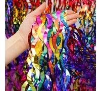 Shiny Wavy Rainbow Foil Fringe Curtains 3.3x6.6ft Tinsel Metallic Streamers Colorful Party Decorations Props Backdrop for Birthday Wedding Graduation Engagement 2 Pack