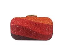 Shiny Wedding Party Shoulder Bag Lady Chain Crystal Clutch Evening Purse Banquet Women’s Rhinestone Mini Handbag For Party, Wedding(Red)
