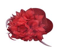 Shiny Women Fashion Party Decor Comb Artificial Feather Hair Band(Red)