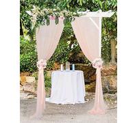 ShinyBeauty Chiffon Backdrop Curtain 5FTx10FT-Light Peach-Sheer Curtains 2 Panels -2.5FTx10FT Chiffon Fabric Drapes for Wedding Ceremony Tulle Photography Backdrop Drapes Party Stage, Peach