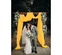 ShinyBeauty Gold Chiffon Wedding Arch Draping Fabric - 18ft x 29" Panels - Lightweight and Easy to Install (UK)