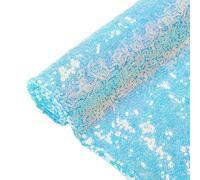 ShinyBeauty Iridescent Aqua Sequin Fabric by The Yard 92cm Sequin Fabric Sparkly Glitter Material Fabric for DIY Princess Formal Dress Wedding Backdrop Runner (Aqua Blue)