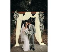 ShinyBeauty Premium Ivory Chiffon Wedding Arch Draping Fabric 540cm Long Easy-Install Ceiling/Panel Drapes Wedding Ceremony UK