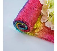 ShinyBeauty Rainbow Sequin Fabric - 1 Yard Multicolor Material for Wedding Party Decoration