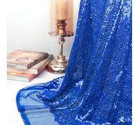 ShinyBeauty Royal Blue Sequin Fabric by the Yard, 2m, 125cm Width, Mesh Backing, Sparkly, Stretch, Evening Wear, DIY, Hand Wash Only