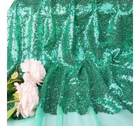 ShinyBeauty Sequin Fabric (1 Yard/92cm) Upholstery Fabric with Green Sequin Material for Sewing & Quilted Women's Dress