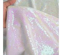 ShinyBeauty Sequin Fabric by The Yard Sequin Material Upholstery Fabric 1 Yard (92 CM) Changed White Lining Quilted Fabric for Girls Dressmaking