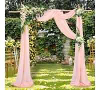 ShinyBeauty Wedding Arch Drapes Fabric 2 Panels 18Ft Peach Chiffon Fabric Drapery Wedding Ceremony Reception Decorations Chiffon Wedding Arch Draping Fabric