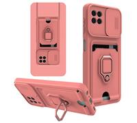 ShinyCase for Samsung Galaxy A22 5G Protective Case Premium Bumper Case with Slide Camera Cover and Ring Kickstand Card Slot Lanyard Silicone TPU Shockproof Phone Case for Samsung Galaxy A22 5G,Pink
